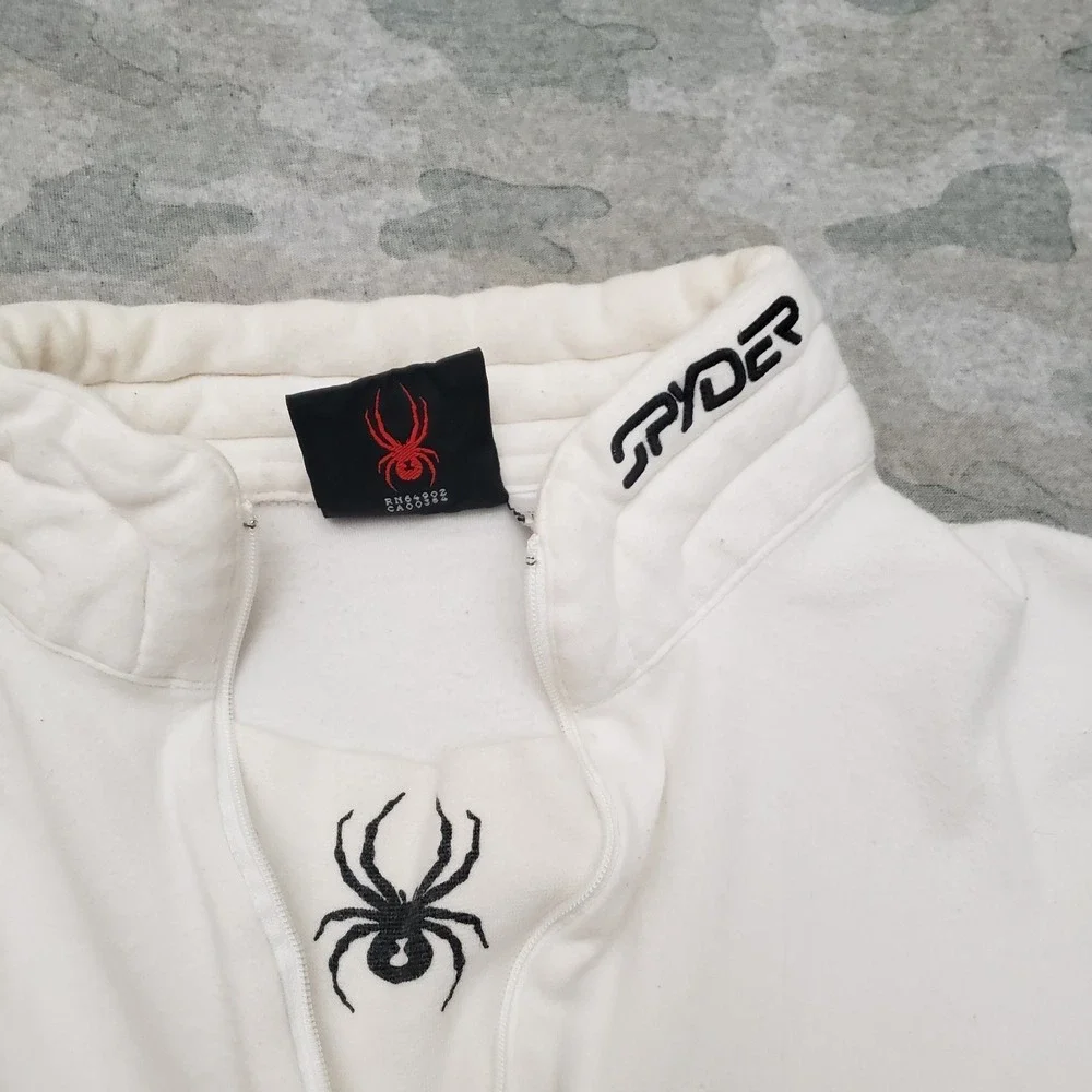 Vintage Spyder Shirt Mens XL White Y2k Quarter Zip Long Sleeve